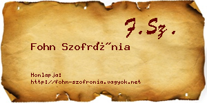 Fohn Szofrónia névjegykártya